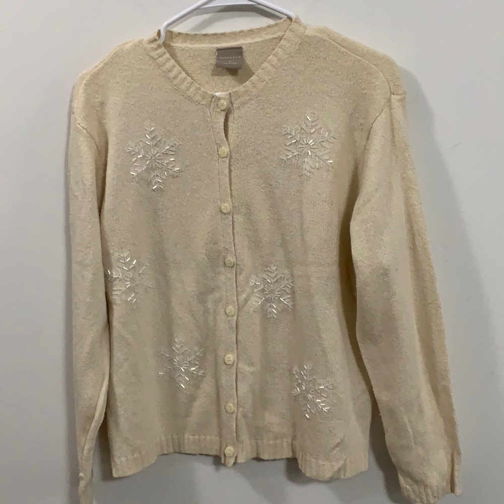 Partners snowflake cardigan part silk /rabbit hair